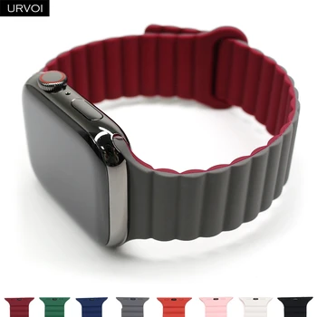 Силиконовая петля URVOI для Apple Watch ultra Series 8 7 6 SE54 ремешок для iWatch 41 45 мм двухцветная магнитная петля с пряжкой