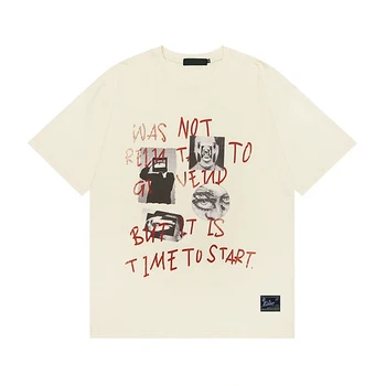 Уличная повседневная футболка Y2K из чистого хлопка, летняя новинка, абстрактный топ с граффити, универсальная мужская одежда в стиле ретро с короткими рукавами