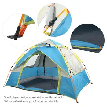 Водонепроницаемая палатка для кемпинга на 2-3 человека на открытом воздухе, Портативная автоматическая пляжная палатка с 2 окнами для пеших прогулок, альпинизма, рыбалки