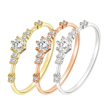 Классическое Обручальное кольцо с кубическим цирконием Для женщин, Изысканное Обручальное кольцо из 7 Крошечных кристаллов, CZ Кольца, ювелирные изделия