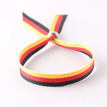 Флаг Германии из ленты Черный, красный, желтый тканевый браслет. Республиканский регулируемый тканевый браслет из нитей