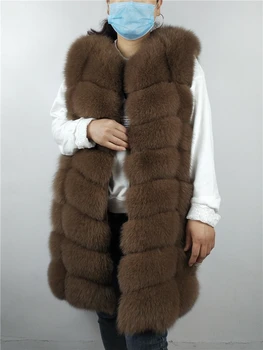 Женский зимний жилет из натурального лисьего меха BEIZIRU, натуральное пальто, теплый длинный жилет без рукавов, удлиненная куртка на заказ