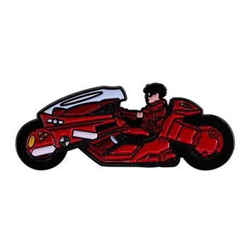 Мальчик на красном мотоцикле, эмалированные булавки, брошь для медали в стиле панк, ювелирное украшение