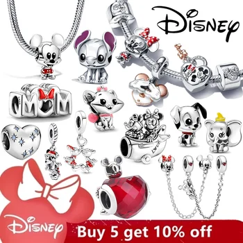 Disney Stitch Minnie Mouse Подвески с Винни на крючках Подходят к Pandora Charms Серебряный Оригинальный браслет для изготовления ювелирных изделий