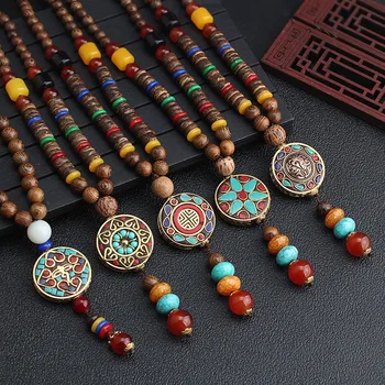 WANGAIYAO цепочка для свитера в этническом стиле в стиле пэчворк, длинное винтажное ожерелье, женский непальский кулон, деревянные бусины, аксессуары для подвесок