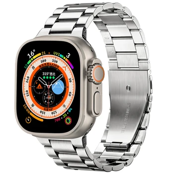 Металлический Ремешок для Apple Watch Band 9 8 7 45 мм 41 мм Браслет Из Нержавеющей Стали iWatch Series Ultra 2 49 мм 6 5 4 3 SE 44 мм 42 мм 40 мм