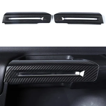 Внутренняя дверная ручка, Накладка, наклейки, Аксессуары для украшения Ford Mustang 2015-2021, ABS, карбоновое волокно черного цвета