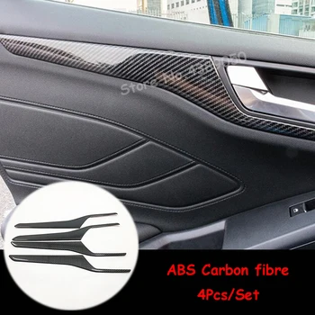 Для Ford Focus 2019 ABS Матовый/Из Углеродного волокна Интерьер Двери автомобиля Внутренняя Отделка полосы Покрытия Отделка Автомобиля Аксессуары Для Укладки 4шт