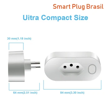 Совместимая розетка Wi-Fi бразильского стандарта 16A Smart Outlet Пульт дистанционного управления Монитор питания Таймер Голосовое управление