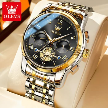OLEVS Лидирующий бренд Мужские часы с классическим римским циферблатом Роскошные наручные часы для мужчин Оригинальные кварцевые Водонепроницаемые светящиеся мужские reloj