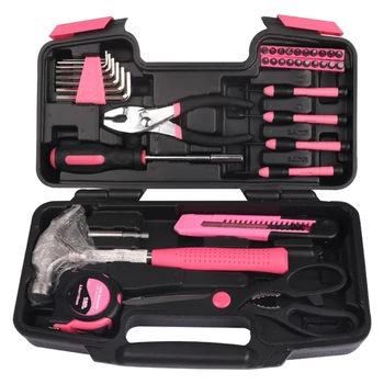 Home Pink 39 предметов в наборе инструментов Женский кейс для инструментов своими руками Идеальный подарок для женщин-мастеров Набор инструментов высокого качества