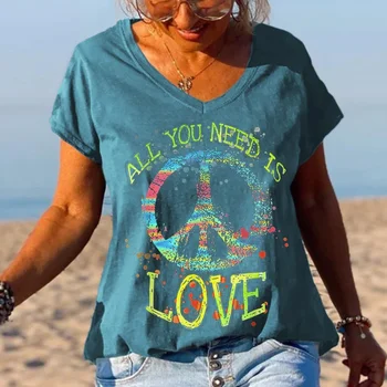 Женские футболки Rheaclots All You Need Is Love с уникальным графическим принтом