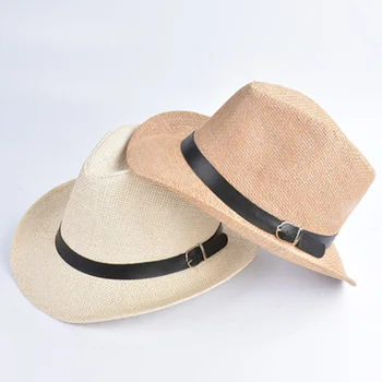 Мужская ковбойская шляпа в западном стиле Женская пляжная шляпа Tide Солнцезащитный крем Большая широкополая шляпа Летние Маленькие подарочные шляпы Солнцезащитный козырек соломенная кепка h53