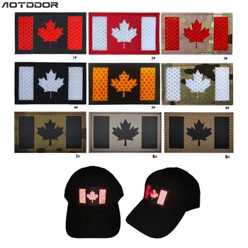 Нашивки на крючках и петлях Канады вышивка ИК Инфракрасные светоотражающие значки Эмблема 8 см военно тактический Национальный флаг страны