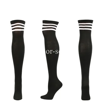 3 Пары компрессионных носков, Футбольные Чулки, Длинные носки в полоску, женские чулки выше колена, Носки для девочек в стиле Лолиты