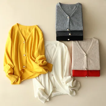 Naizaiga, 100 кашемировый однотонный свободный свитер с длинным рукавом спереди, короткий сзади, женские зимние кардиганы, модный свитер для девочек, DLRP300