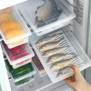 Коробка для хранения рыбы в холодильнике Кухонная Классификация Коробка для хранения Пластиковая Прямоугольная коробка-холодильник с крышкой