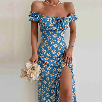 Летнее женское платье с цифровой печатью, тонкая талия, Модные пляжные платья с коротким рукавом Hoilday для женщин, вечеринки