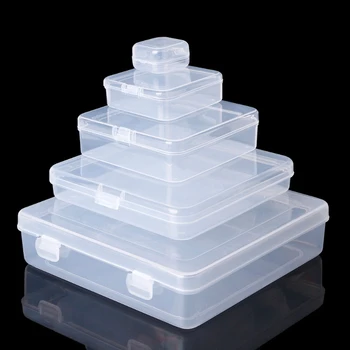 Квадратный пластиковый Прозрачный ящик для хранения ювелирных изделий, бусин, рыболовных инструментов, аксессуаров, мелочей, органайзера для мелочей