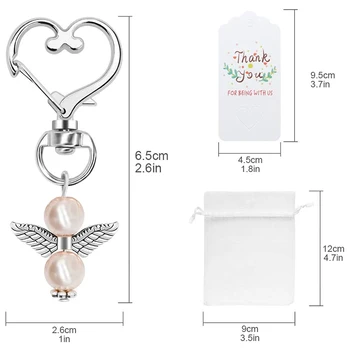 40 Комплектов жемчужного ангела с брелком в форме сердца, свадебный набор для подарков, включающий брелки с жемчугом ангела, подарочные пакеты из органзы и многое другое