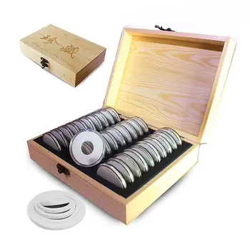 Решетчатый ящик для хранения монет, Круглый Деревянный футляр для хранения монет, Контейнер для сбора памятных монет, Капсулы для монет, Универсальный