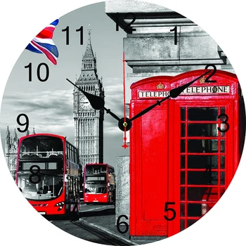 Лондонская телефонная будка, Автобусные настенные часы, Современный дизайн, Гостиная, спальня, Украшение офиса, Кухонные часы, художественные настенные часы, домашний декор