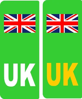 Для 2 виниловых наклеек на автомобильные номера с флагом Великобритании Зеленый электрический/EV/гибрид флаг Юнион Джек Великобритания от Ellis Graphix