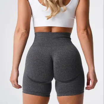 1-Персиковые леггинсы для фитнеса с ягодицами, женские спортивные облегающие шорты для бега, трехточечные брюки на бедрах, бесшовные шорты для йоги с высокой талией.