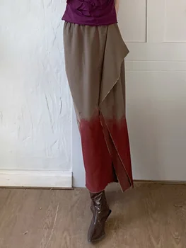 Высокая юбка для женщин, дизайнерские Юбки контрастного цвета с принтом на талии, женская одежда 2023 года, Новинка