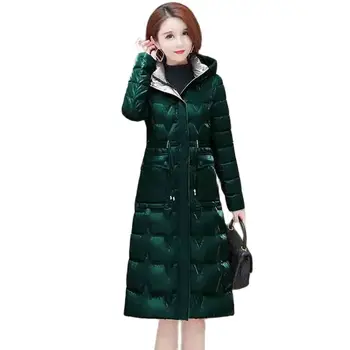 Модный женский яркий пуховик средней длины, зимний Новый стиль, строчка, Темперамент, свободная приталенная теплая куртка с подкладкой, леди
