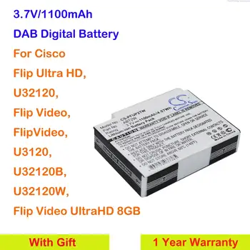 Аккумулятор CS 1100mAh ABT2W для Cisco Flip Ultra HD, Flip Video, Flip Video UltraHD 8GB, U3120, U32120, U32120B, U32120W