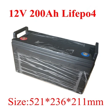 Перезаряжаемая Защита от воды 12,8 V Lifepo4 12V 200AH Литиевая Батарея BMS 200A с Bluetooth для Инвертора Солнечной Системы + Зарядное устройство 10A