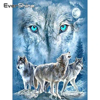 EverShine Алмазная вышивка Животные, Изображение из стразов, Сделай Сам, Алмазная живопись, Волк, Наборы для вышивки крестом, Мозаичные украшения для дома