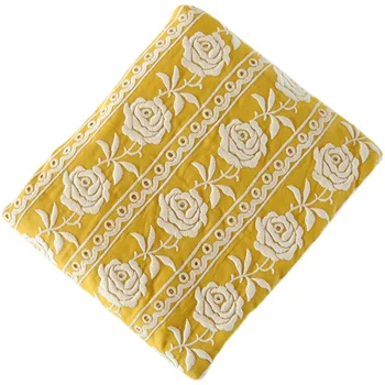 Хлопчатобумажная ткань с вышивкой желтой розы длиной 0,5 метра, сумка для скатерти ручной работы, рубашки ручной работы