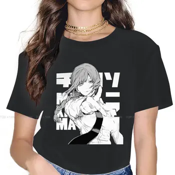 Женские футболки Makima Chainsaw Man Эстетическая Винтажная Женская одежда из хлопка с графическим рисунком с коротким рукавом