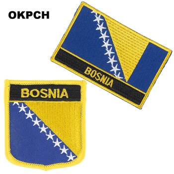 Нашивка с флагом Боснии, 2 шт., набор нашивок для одежды, украшения своими руками PT0036-2