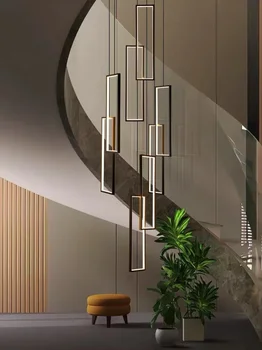 Люстры светодиодная лестница индивидуальность креативная вилла лофт минималистичные лампы простая современная скандинавская гостиная