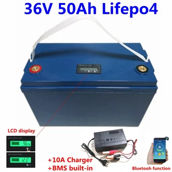 Перезаряжаемые 2000 Глубоких Циклов 36V 50Ah Lifepo4 Литиевые Батареи с Bms для RV/ Кемпера/автомобиля или Лодки/инвертор + Зарядное устройство 10A