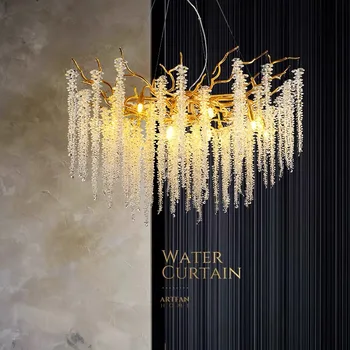 Современная роскошная хрустальная потолочная люстра для гостиной-столовой, новый дизайн во французском стиле, Романтическая подвесная лампа с кисточками, светильник