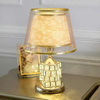 Современная хрустальная настольная лампа в европейском стиле, роскошные идеи свадебных подарков, Милая лампа для спальни, домашний декор, золотая лампа