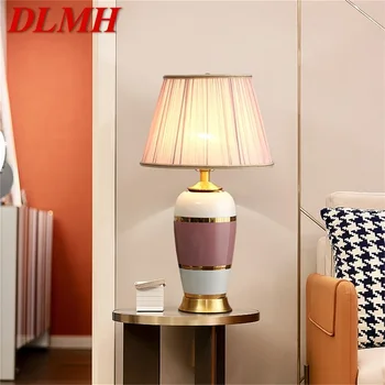 Керамические настольные лампы DLMH, розовая медная настольная лампа, роскошная современная ткань, декоративная для дома, гостиной, столовой, спальни.