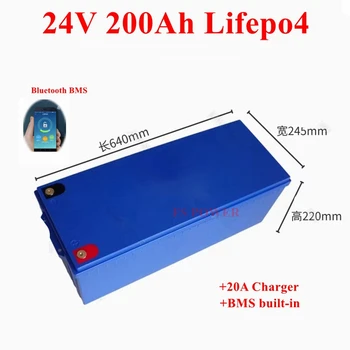 Литиевая батарея Lifepo4 24V 200Ah 3000 циклов с bms для телекоммуникационного ИБП Для Хранения Солнечной Энергии морской дом на колесах RV + Зарядное устройство 20A