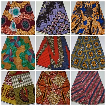 Ткань для шитья из 100% хлопка с африканским восковым принтом, нигерийский дизайн, высокое качество, 6 ярдов для ткани для платья, многократное использование HL