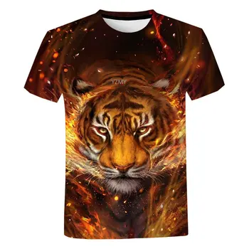 Летние мужские футболки с 3D принтом тигра, винтажная футболка с изображением животных, топ в стиле харадзюку, одежда оверсайз