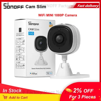 SONOFF CAM Slim Умная домашняя камера безопасности, мини-WiFi камера наблюдения 1080P, двусторонний звук, автоматическое отслеживание движения, видеозапись.