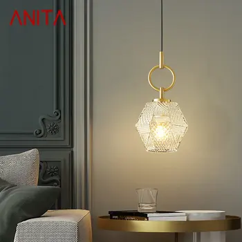 ANITA Современный Латунный Подвесной светильник, Светодиодные Золотые Медные подвесные светильники, Простой креативный декор для домашней спальни