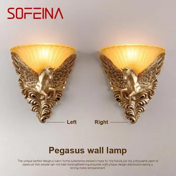 SOFEINA Современный настенный светильник для помещений, светодиодный Золотой креативный дизайн в виде лошади, бра из смолы для дома, гостиной, спальни