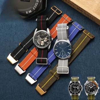 Эластичные нейлоновые ретро мужские ремешки для часов Rolex Tudor Парашютная упаковка Холст для десантников Стальная пряжка 18 20 22 мм Аксессуары