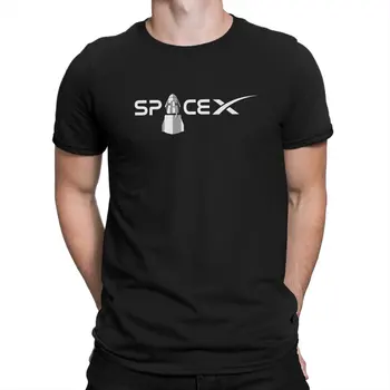 Логотип SpaceX с изображением Космического корабля Crew Dragon Футболка Harajuku Graphic Мужская Футболка С Круглым вырезом Мужская Одежда