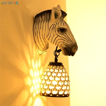 Современная прикроватная тумбочка для спальни, настенный светильник из смолы, голова лошади, Зебры, настенные светильники в скандинавском стиле, Креативные лампы для детской комнаты, Настенное освещение в проходе.